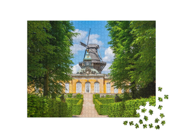 Puzzel 1000 stukjes „Nieuw paleis en windmolen in Sanssouci Park, Potsdam“