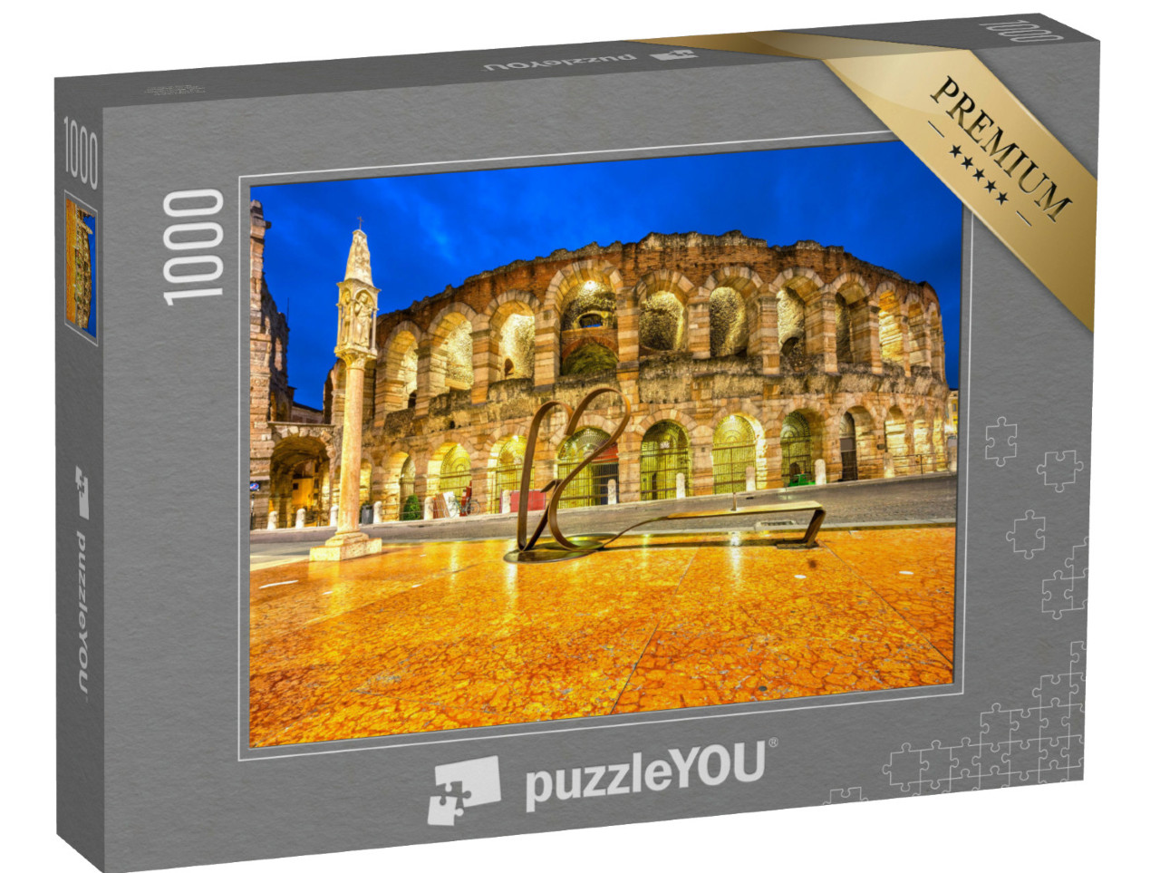 Puzzel 1000 stukjes „Nachtopname van de beroemde Arena, Verona, Italië“