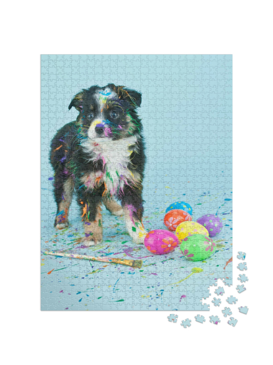 Puzzel 1000 stukjes „Schattige puppy die paaseieren schildert“
