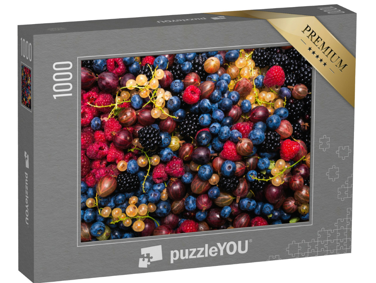 Puzzel 1000 stukjes „Aalbessen, kruisbessen, bosbessen, moerbeien, frambozen“