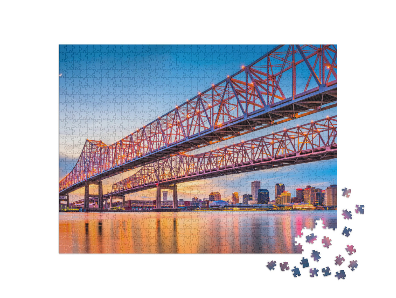 Puzzel 1000 stukjes „New Orleans, Louisiana, Crescent City verbindingsbrug over de Mississippi“