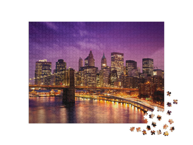 Puzzel 1000 stukjes „Avond skyline van New York“