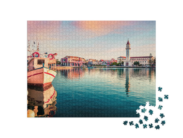 Puzzel 1000 stukjes „Romantische zonsondergang in Zakynthos, Griekenland“