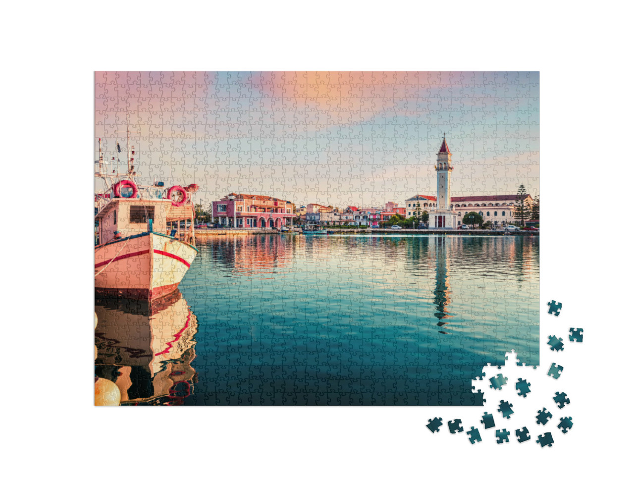 Puzzel 1000 stukjes „Romantische zonsondergang in Zakynthos, Griekenland“