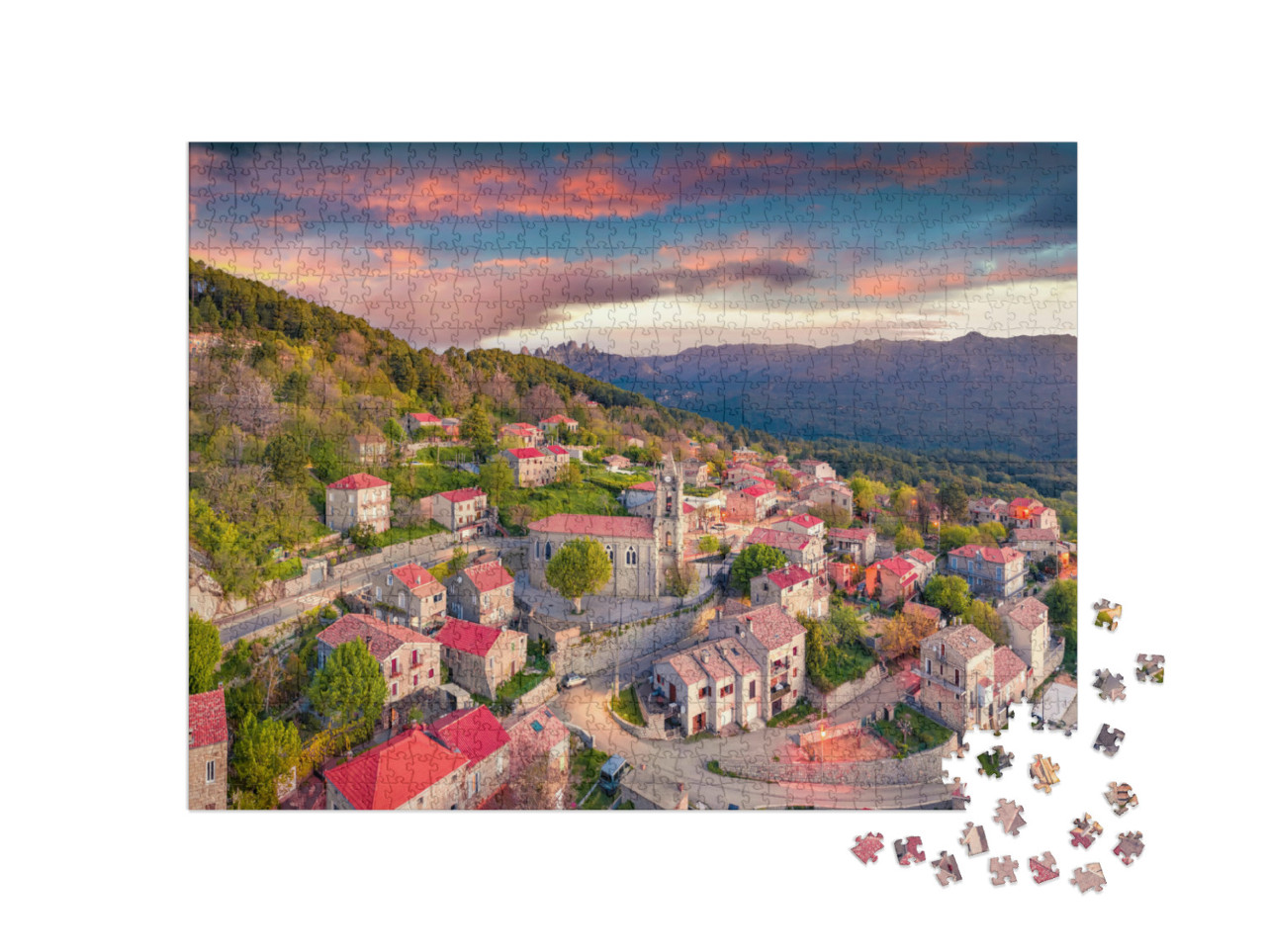 Puzzel 1000 stukjes „Ochtendzicht van het eiland Corsica, Frankrijk, Europa“