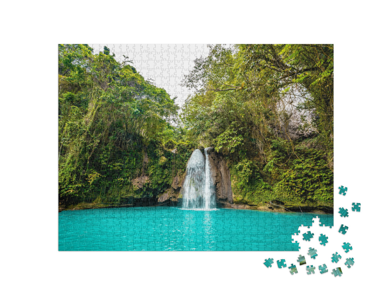 Puzzel 1000 stukjes „Turquoise gekleurde Kawasan watervallen op het eiland Cebu, Filippijnen“