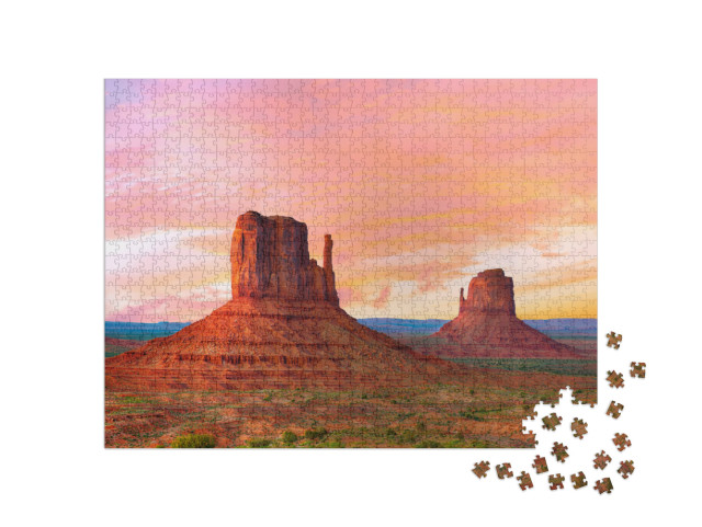Puzzel 1000 stukjes „Prachtige zonsondergang, Monument Valley, Utah, Verenigde Staten“