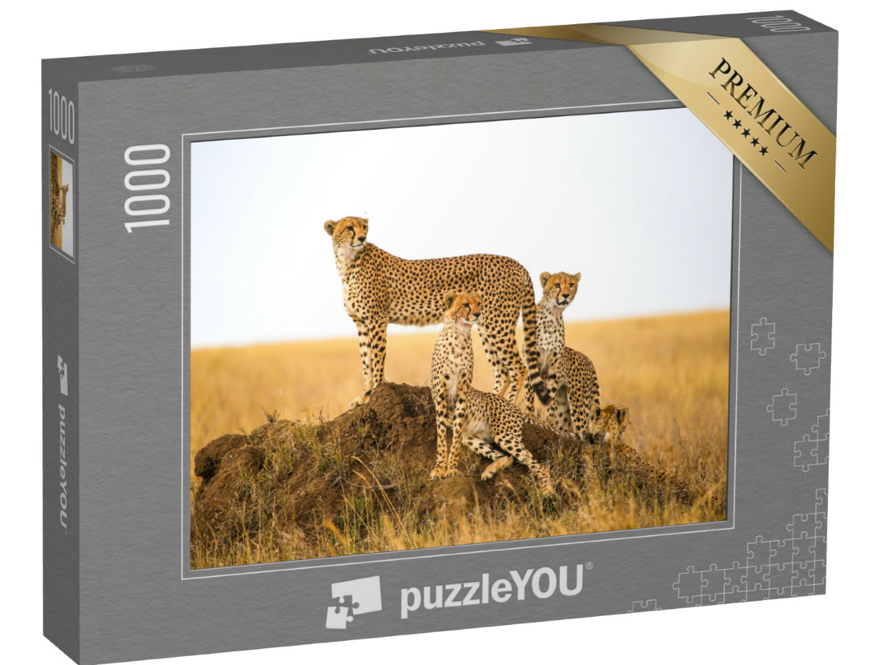 Puzzel 1000 stukjes „Jachtluipaarden in het Serengeti Nationaal Park, Tanzania“