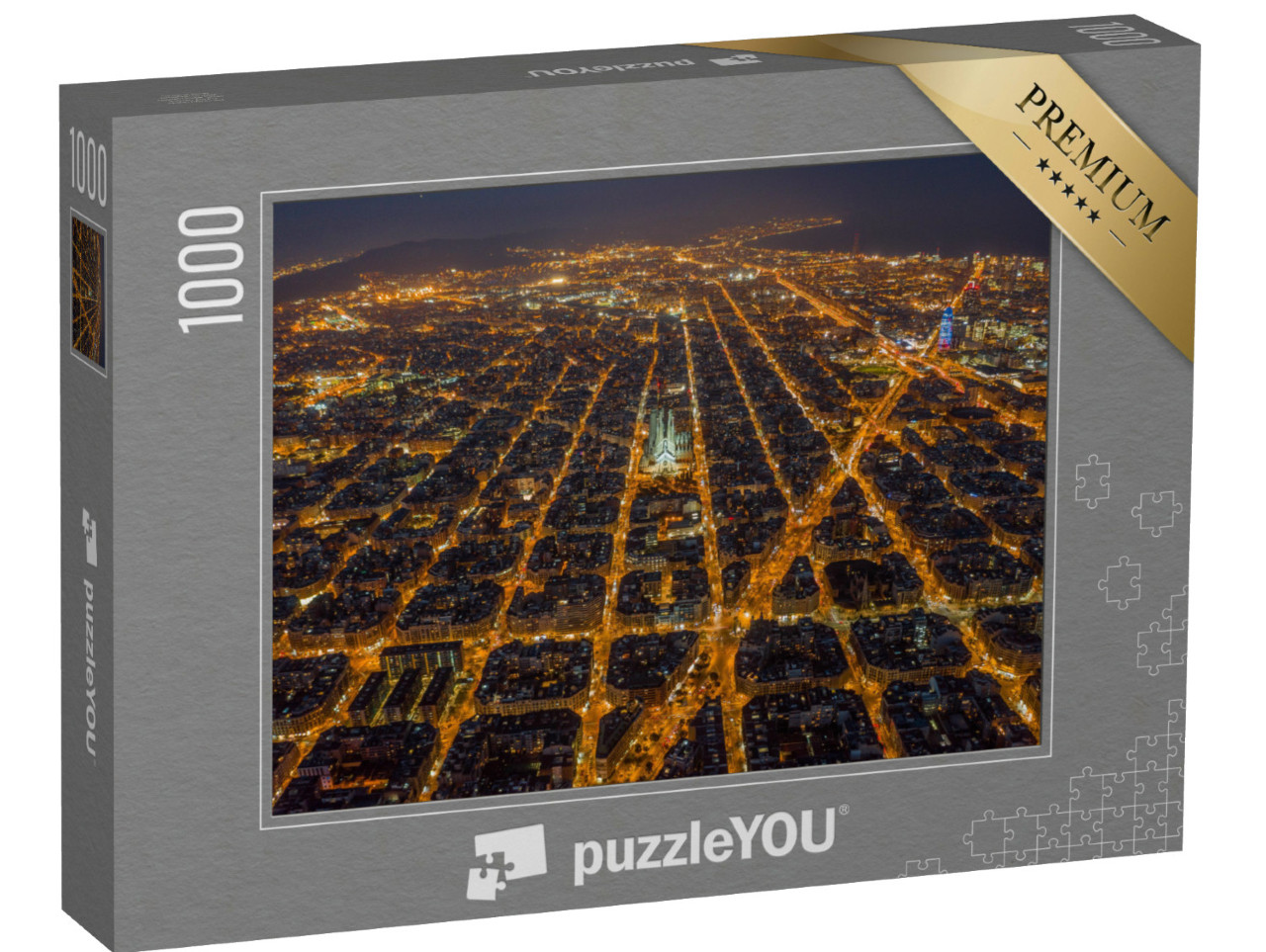 Puzzel 1000 stukjes „Barcelona bij nacht, Spanje“