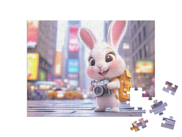 Puzzel 100 stukjes „Konijn Hanna op reis in New York“