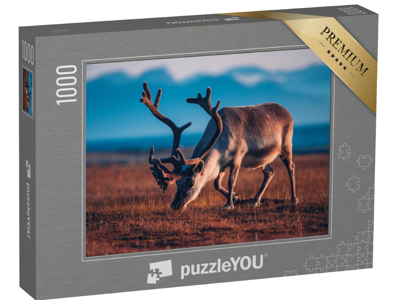 Puzzel 1000 stukjes „Rendieren grazen in het avondlicht“