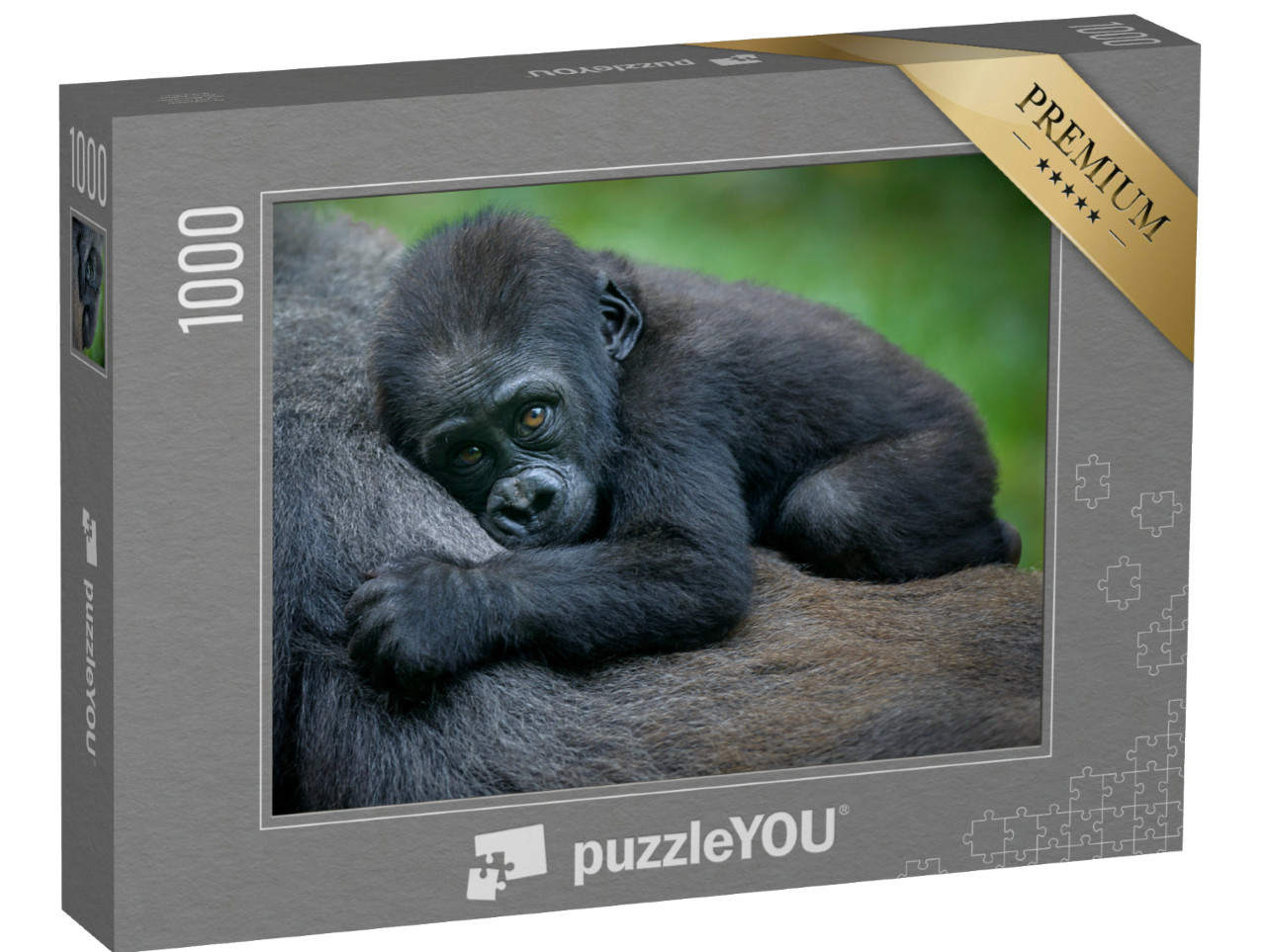 Puzzel 1000 stukjes „Een babygorilla“