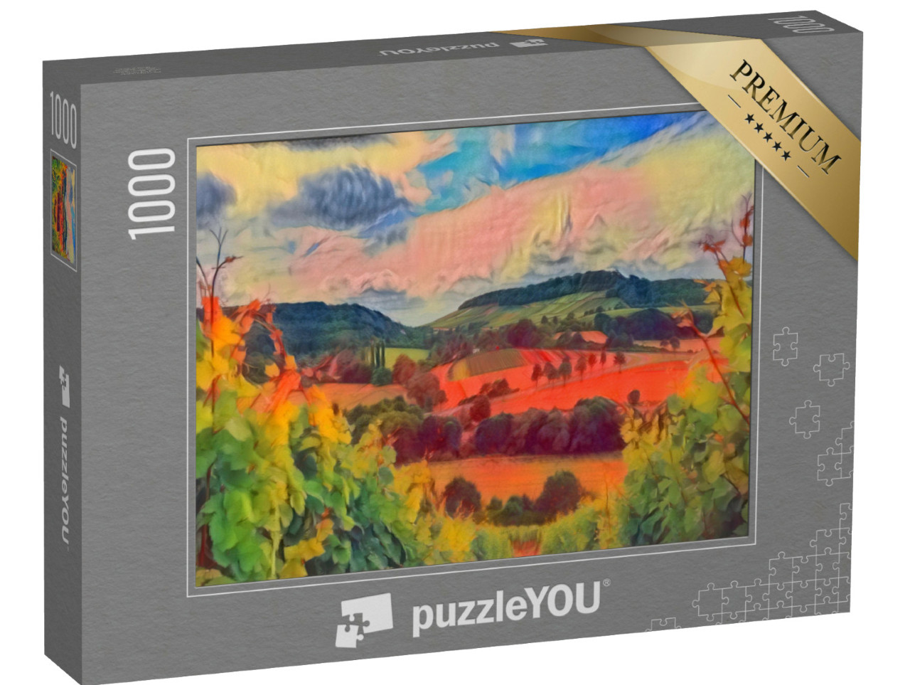 Puzzel 1000 stukjes „in de kunststijl van Franz Marc - Wijngaarden bij Heilbronn, Duitsland“