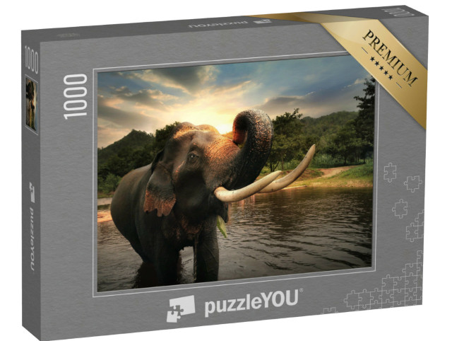 Puzzel 1000 stukjes „Wilde olifant, provincie Kanchanabur, Thailand“