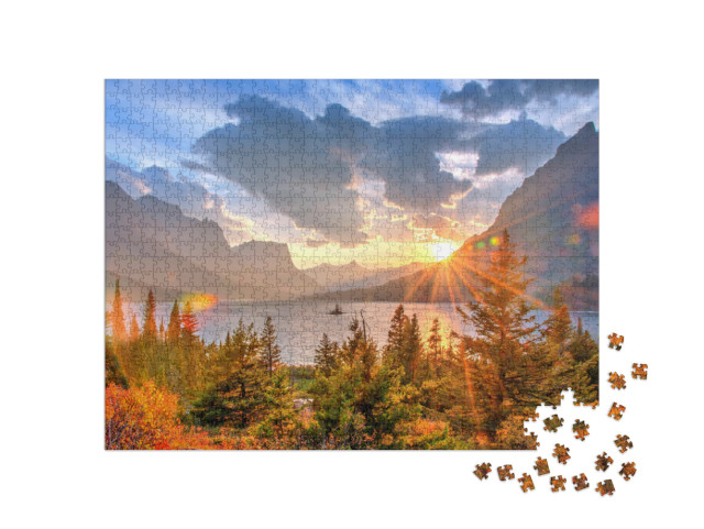 Puzzel 1000 stukjes „Saint Mary Lake en Wild Goose Island, Montana, VS“