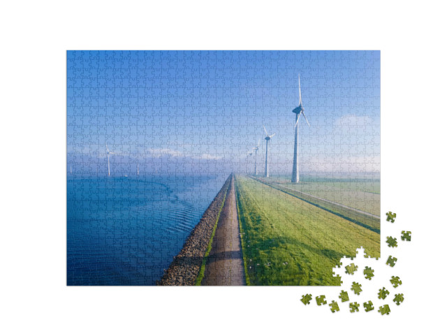 Puzzel 1000 stukjes „Windmolenpark, Ijsselmeer“
