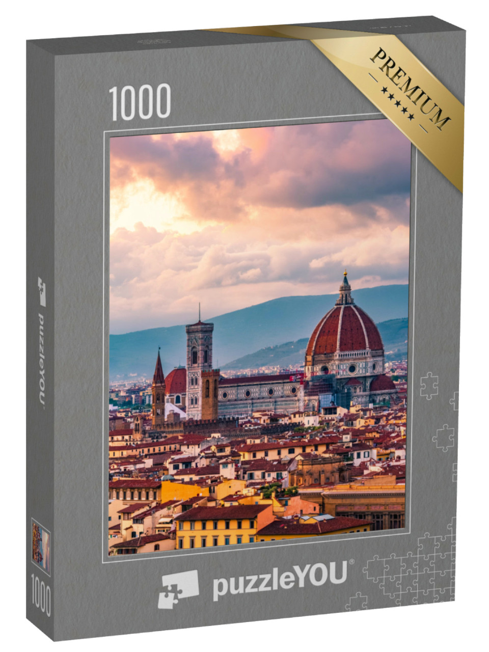 Puzzel 1000 stukjes „Zonsondergang boven Florence in Italië“