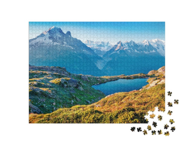 Puzzel 1000 stukjes „Kleurrijk zomers uitzicht op Lac Blanc“
