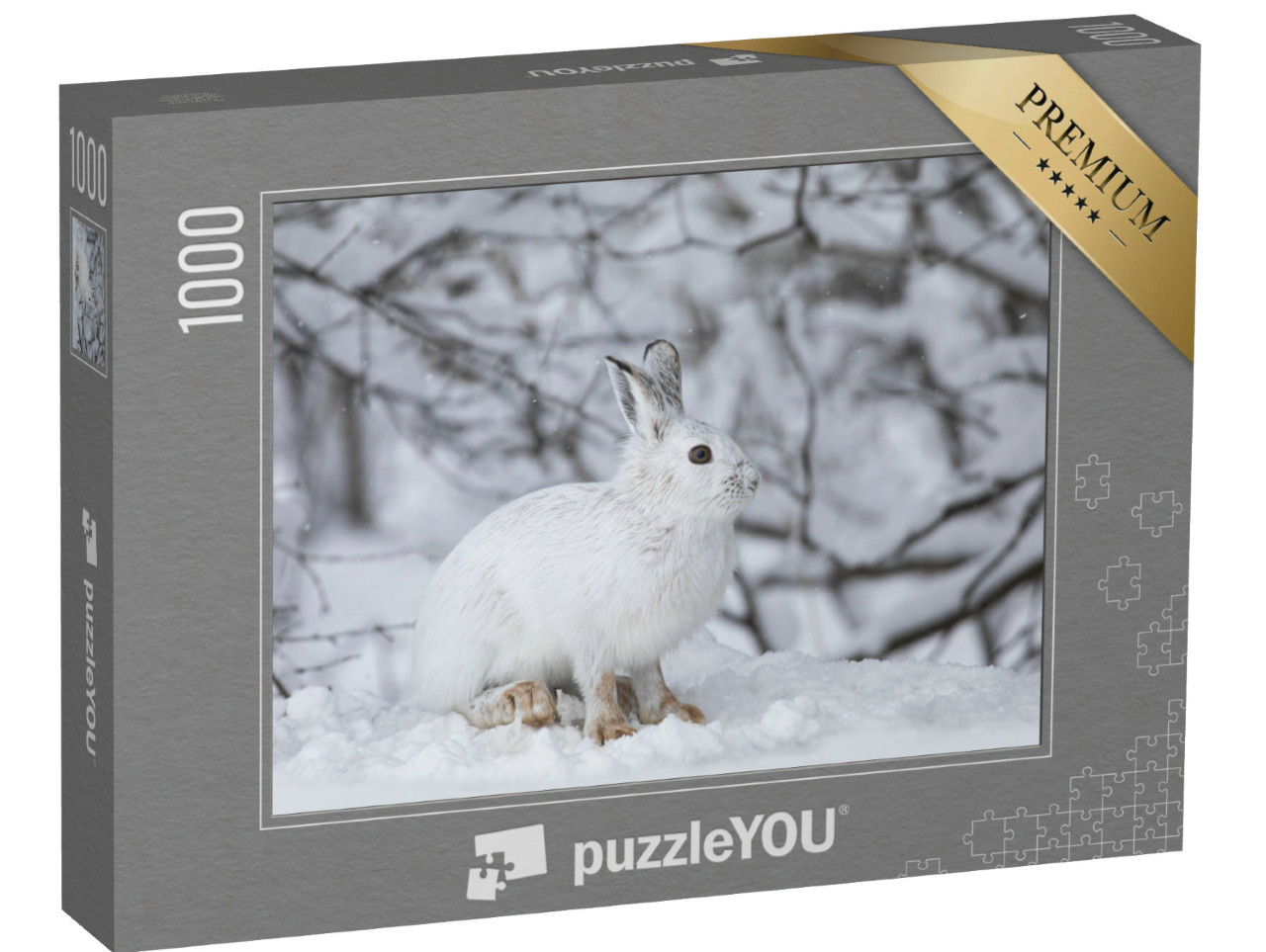 Puzzel 1000 stukjes „Witte berghaas in de Canadese winter“