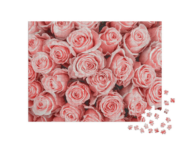 Puzzel 1000 stukjes „Roze rozen“