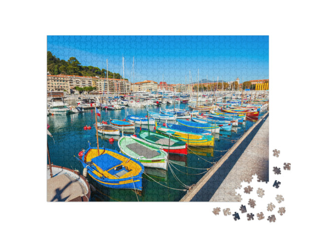 Puzzel 1000 stukjes „Haven van Nice met boten en jachten, Cote d'Azur in Frankrijk“