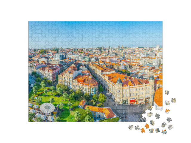 Puzzel 1000 stukjes „Luchtfoto van de Praca de Lisboa in Porto, Portugal“