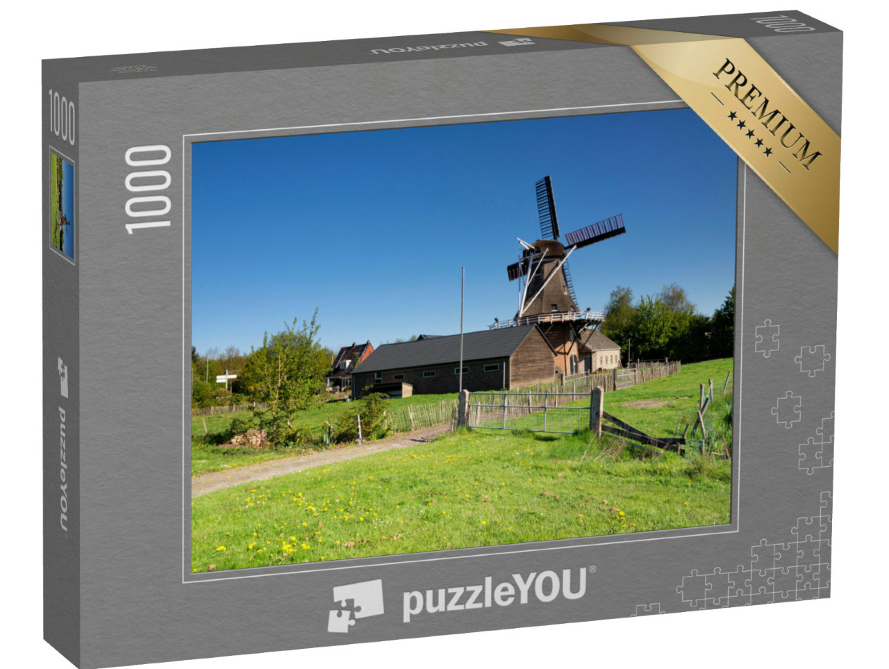 Puzzel 1000 stukjes „Molen Feanstermoune in het Friese dorp Surhuisterveen“