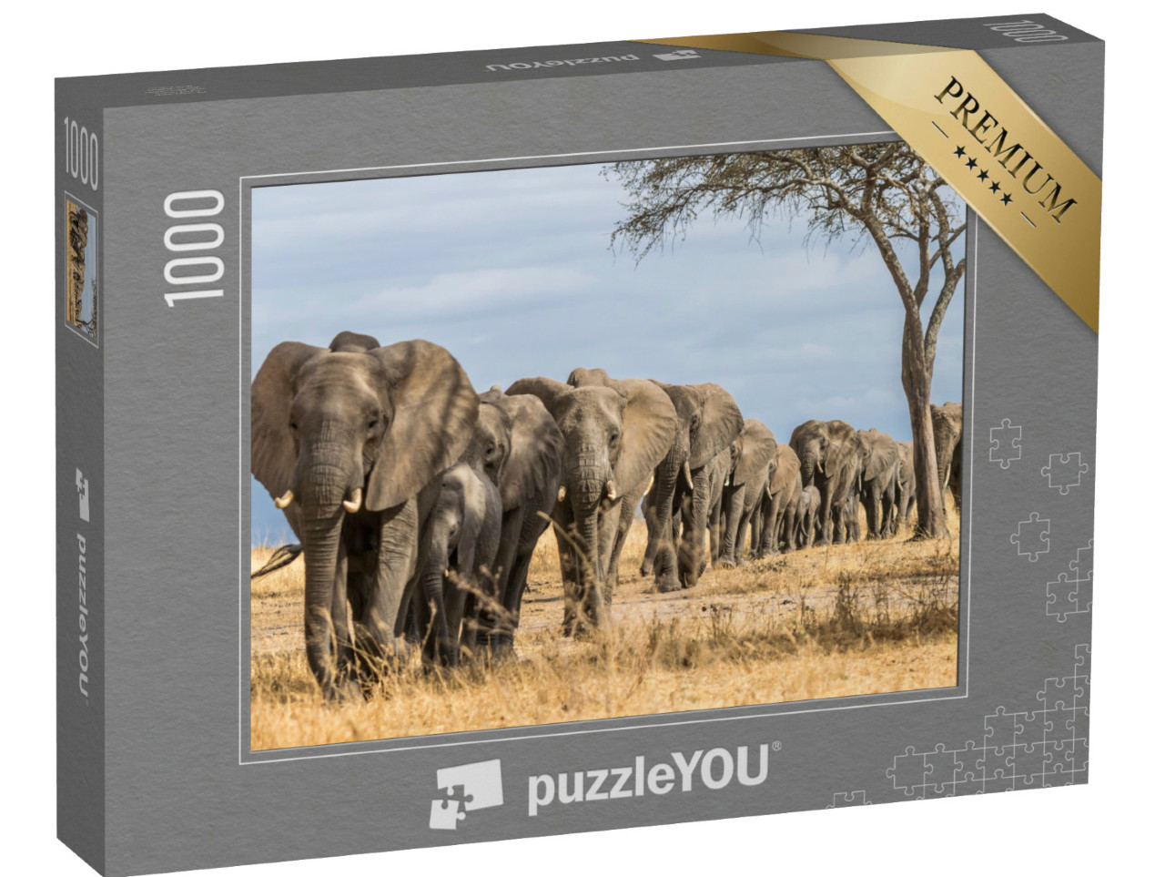 Puzzel 1000 stukjes „Kudde olifanten in Afrika, Tarangire National Park, Tanzania“