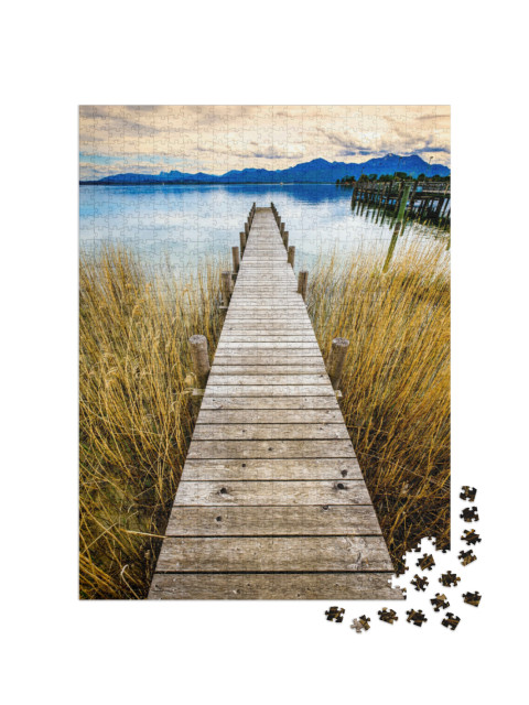 Puzzel 1000 stukjes „Houten loopbrug over de Chiemsee bij Gstadt, Duitsland“