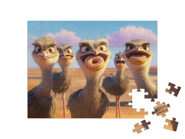 Puzzel 100 stukjes „Struisvogels houden van donats“
