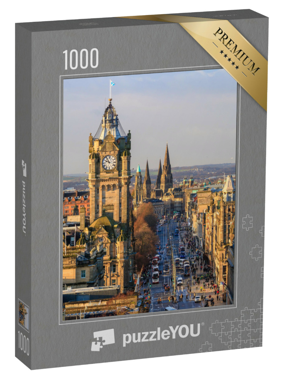 Puzzel 1000 stukjes „Edinburgh Old Town en Edinburgh Castle in Schotland“