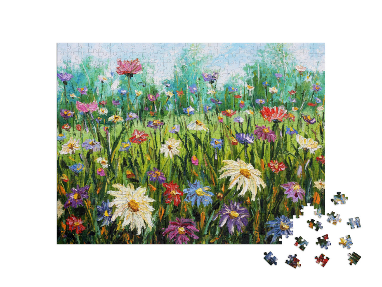 Puzzel 500 stukjes „Olieverfschilderij: Wilde bloemen“