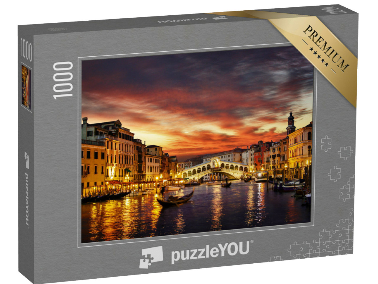 Puzzel 1000 stukjes „Rialtobrug bij zonsondergang, Venetië, Italië“