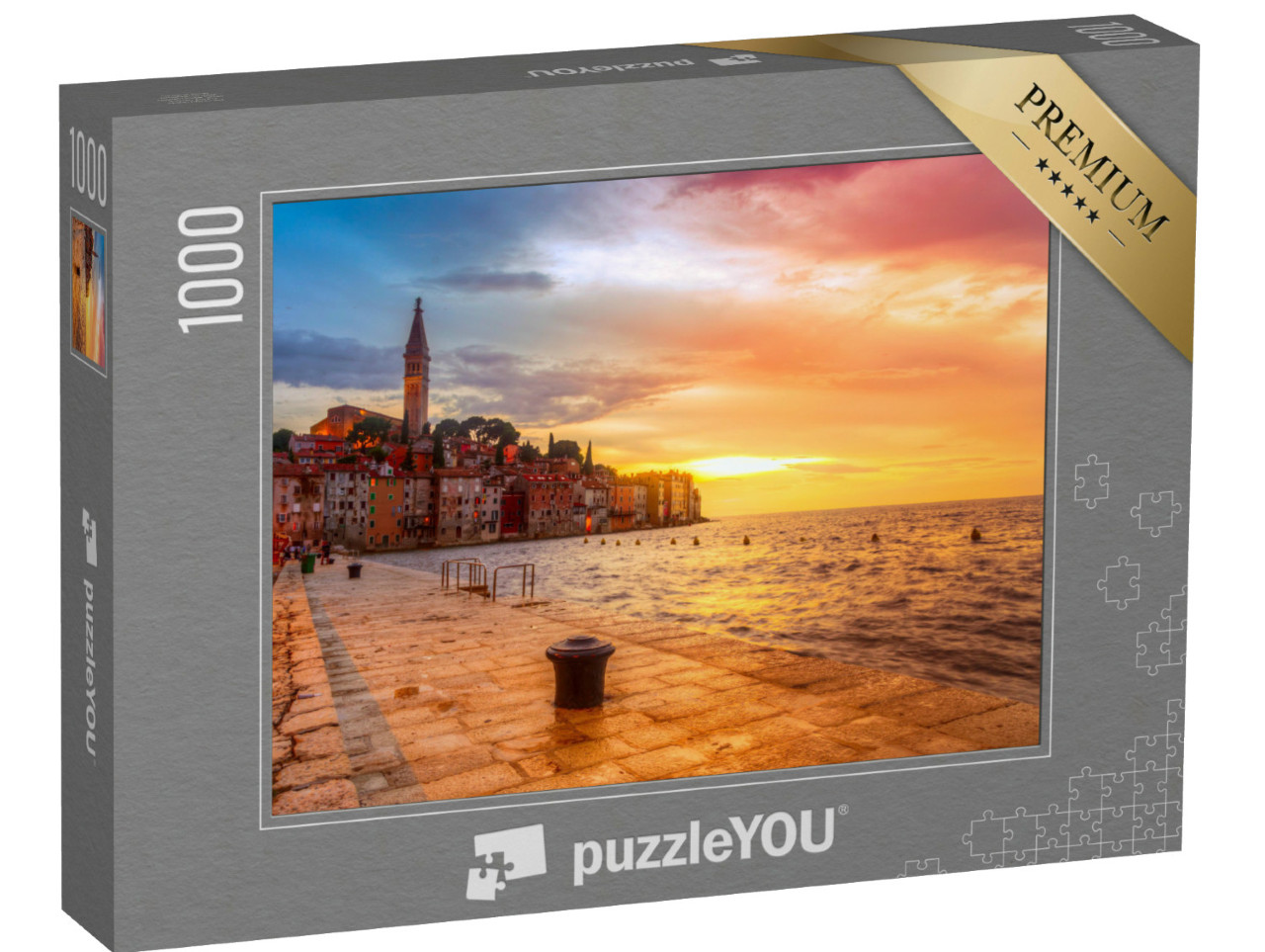 Puzzel 1000 stukjes „Rovinj aan de Adriatische Zee bij zonsondergang, Kroatië“