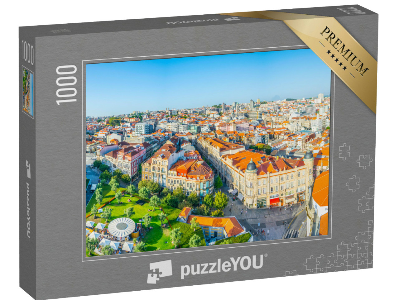 Puzzel 1000 stukjes „Luchtfoto van de Praca de Lisboa in Porto, Portugal“