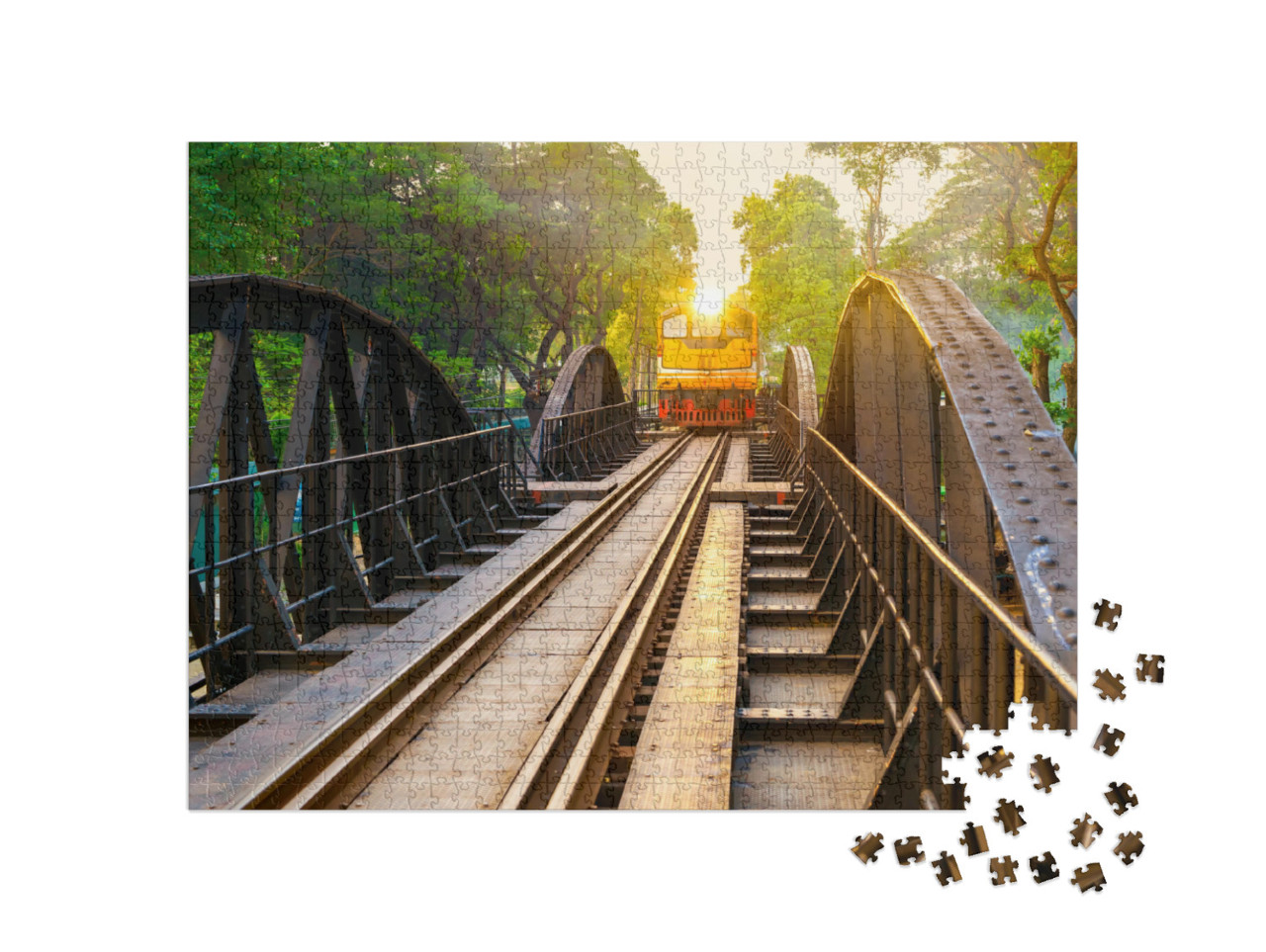 Puzzel 1000 stukjes „Oude trein op de brug over de River Kwai in Kanchanaburi, Thailand“