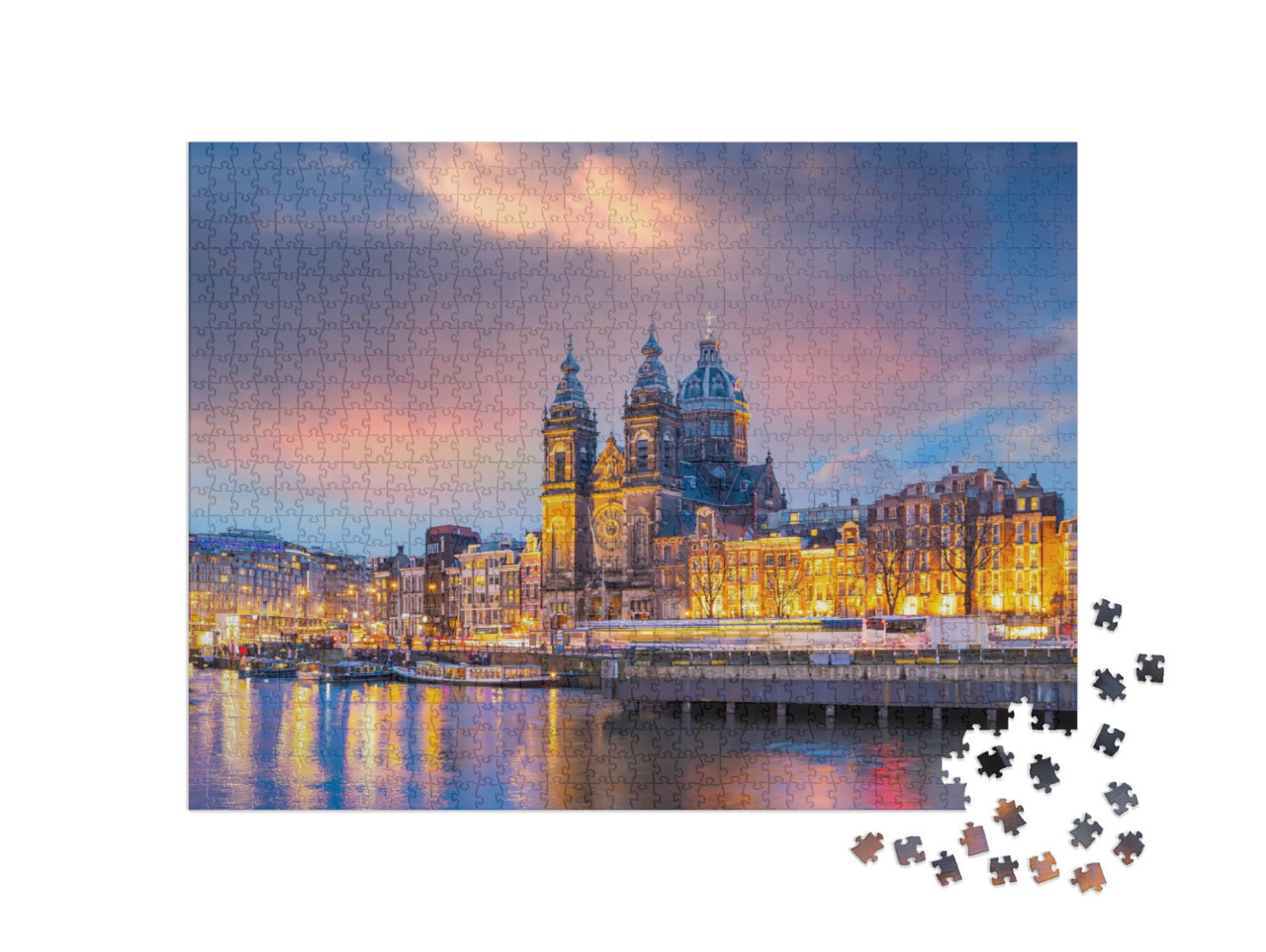 Puzzel 1000 stukjes „De skyline van Amsterdam“