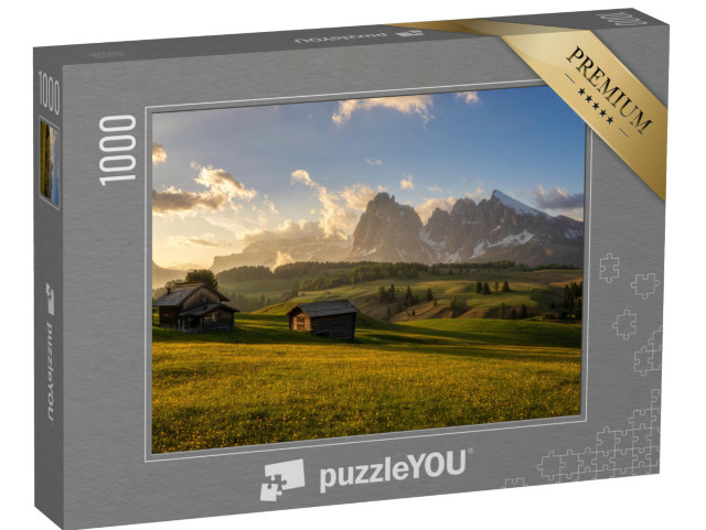 Puzzel 1000 stukjes „Zomersfeer op de Seiser Alm, Zuid-Tirol, Italië“