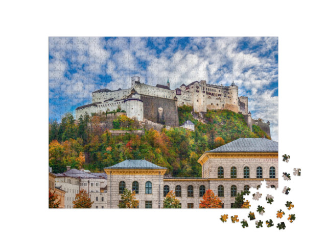 Puzzel 1000 stukjes „Prachtig uitzicht op de vesting Hohensalzburg, Salzburg, Oostenrijk“