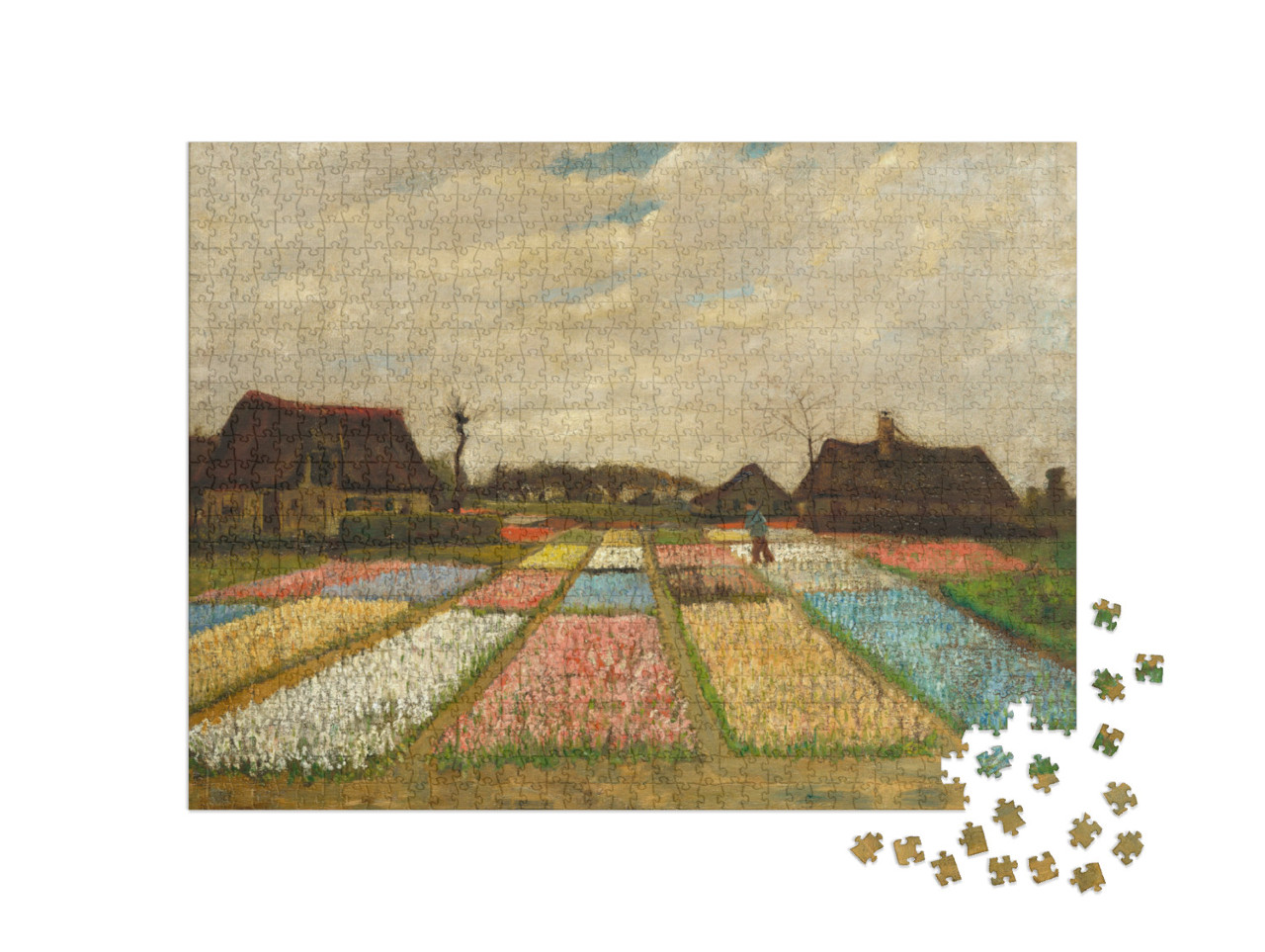 Puzzel 1000 stukjes „Vincent van Gogh - Bloemperken in Nederland“
