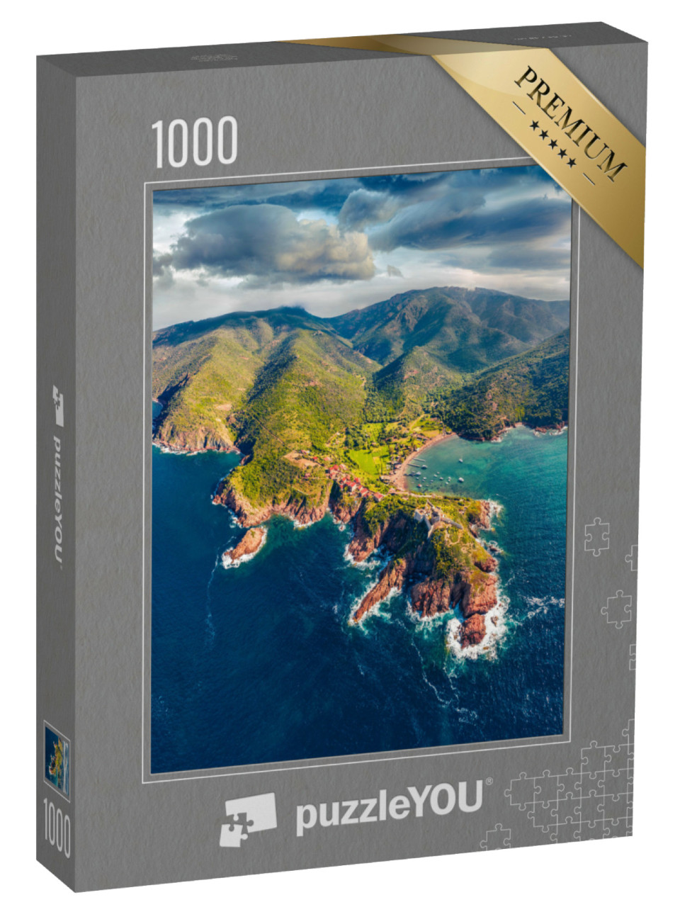 Puzzel 1000 stukjes „Een ochtend in Port de Girolata, Corsica, Frankrijk“