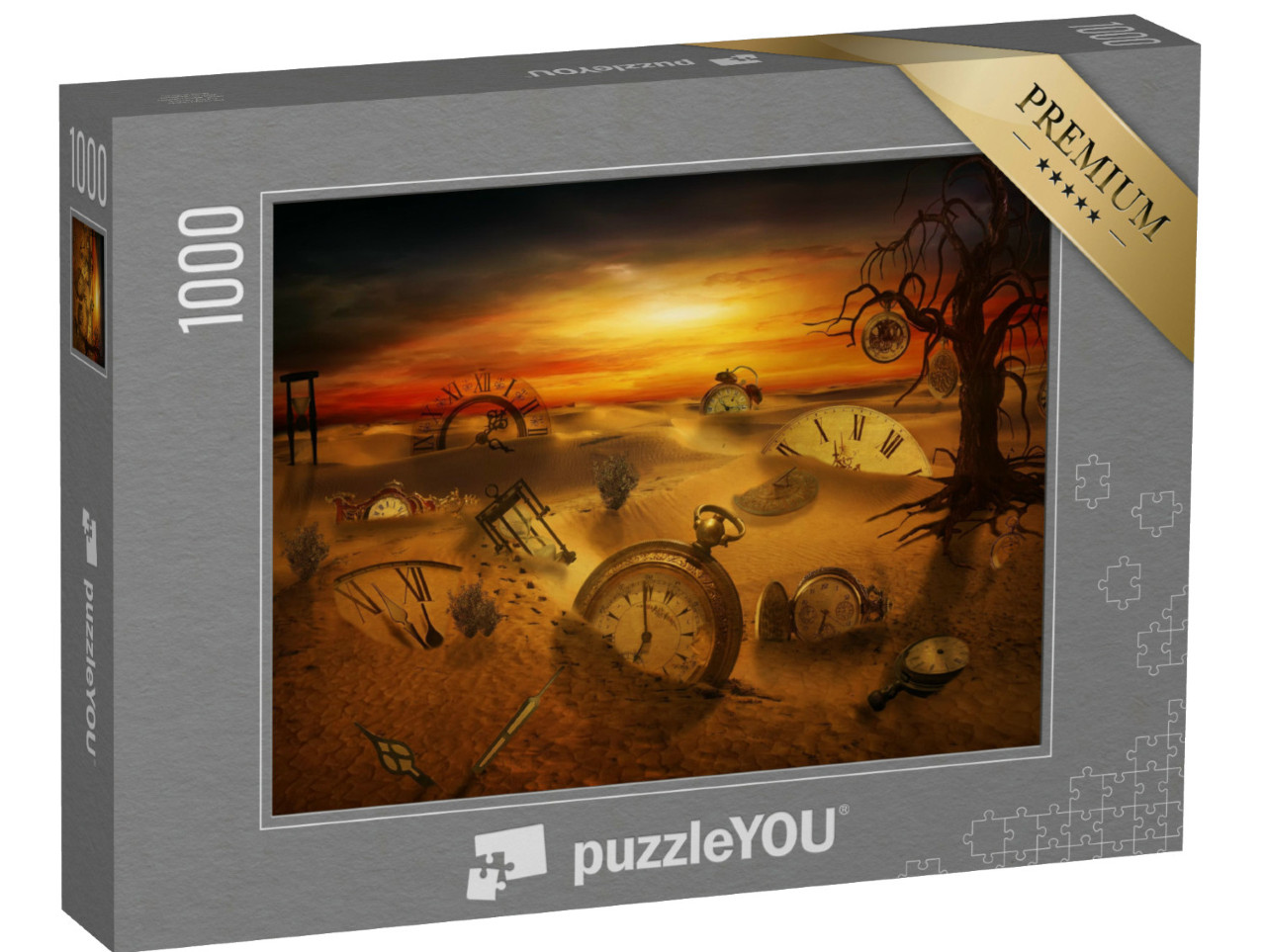 Puzzel 1000 stukjes „Verschillende soorten horloges die vastzitten in het zand“