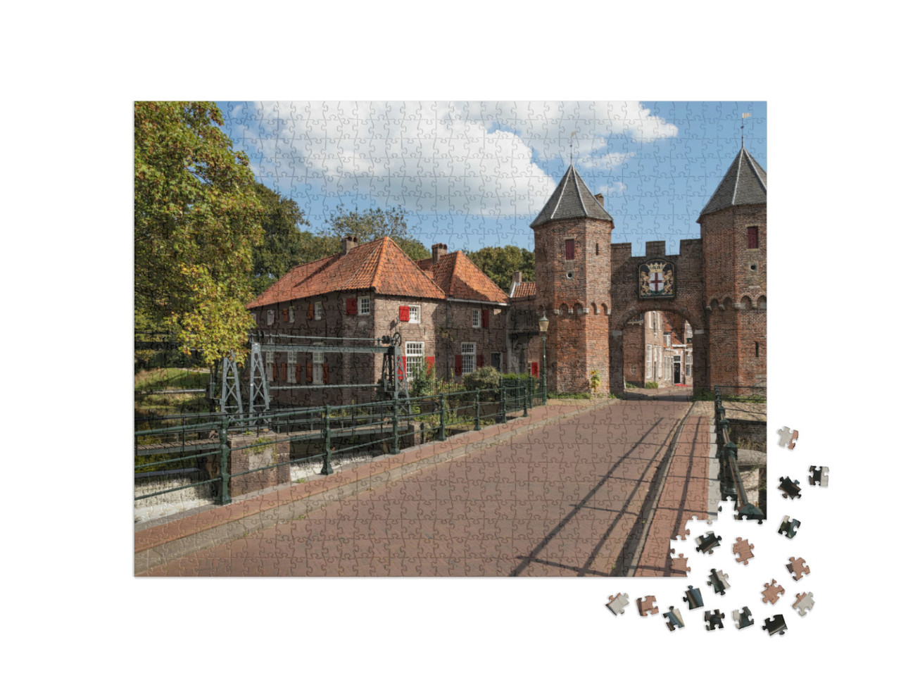 Puzzel 1000 stukjes „Land- en watersluis van de Koppelpoort in Amersfoort“