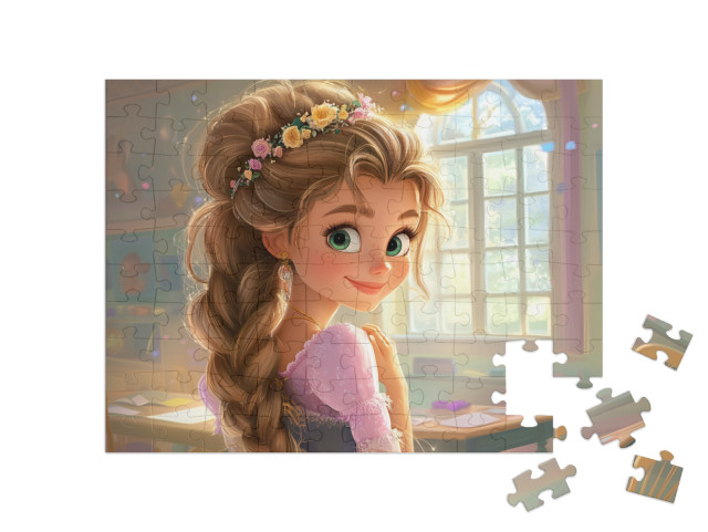 Puzzel 100 stukjes „Een fabelachtige prinses op de bloemenschool“