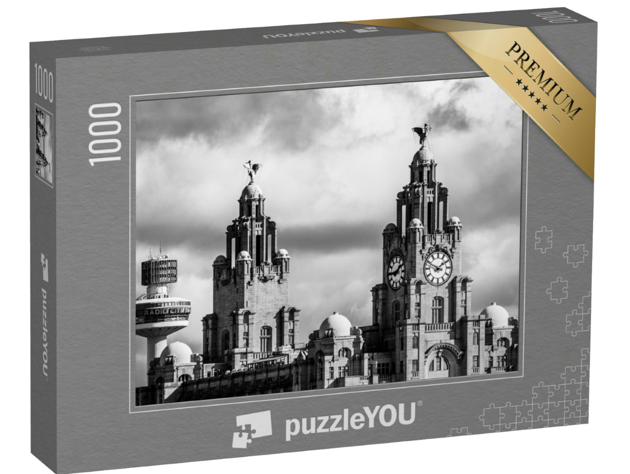 Puzzel 1000 stukjes „Uitzicht op het Royal Liver Building in Liverpool“