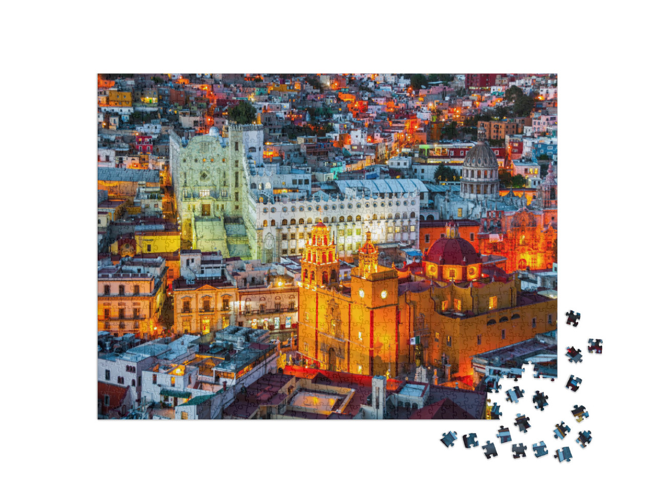 Puzzel 1000 stukjes „Guanajuato bij nacht, Mexico“