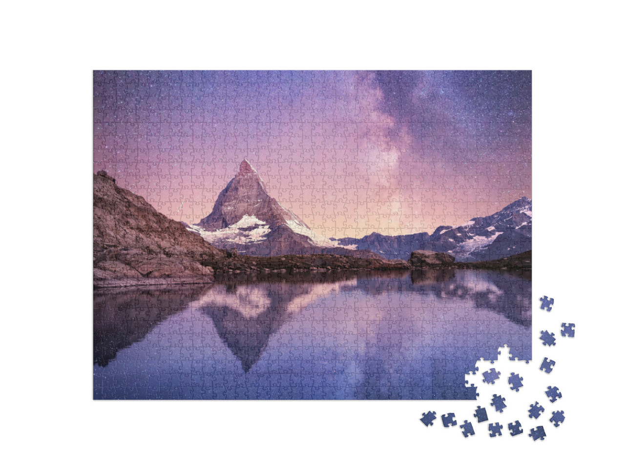 Puzzel 1000 stukjes „Melkweg boven de Matterhorn, Zwitserland“