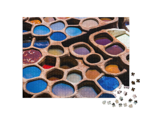 Puzzel 1000 stukjes „Schitterende handgemaakte kleuren in Fez, Marokko“