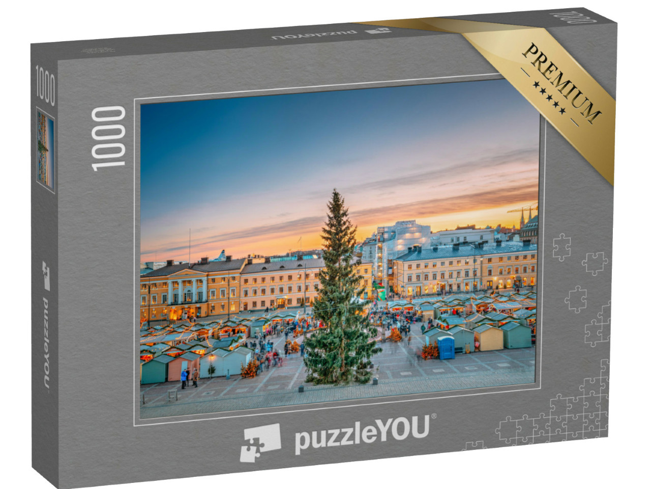 Puzzel 1000 stukjes „Kerstmarkt op het Senaatsplein, Helsinki, Finland“