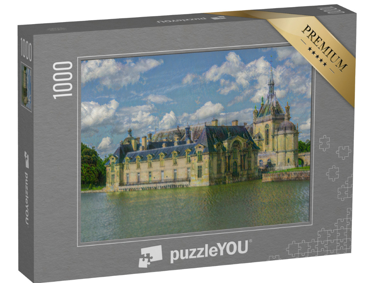 Puzzel 1000 stukjes „in de kunststijl van Claude Monet - Chateau de Chantilly - Puzzelverzameling Kunstenaars & Schilderijen“